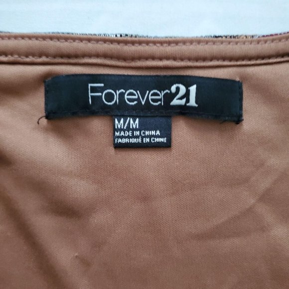 Forever 21 Women’s Square Neck Striped Puff Sleeve Bodycon Knit Dress Medium - Picture 12 of 16